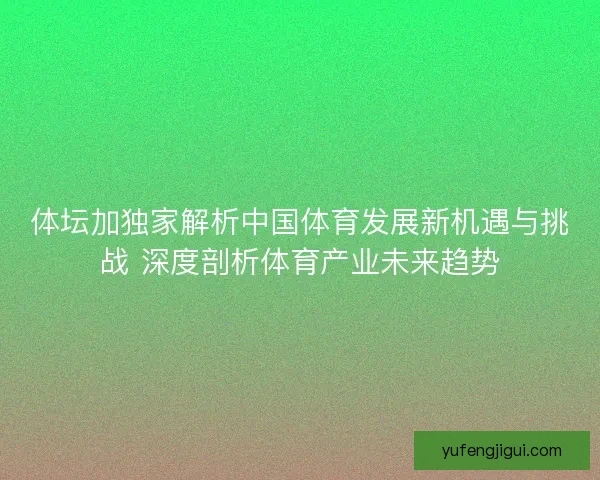 体坛加独家解析中国体育发展新机遇与挑战 深度剖析体育产业未来趋势
